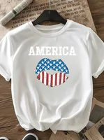 Women's T-shirt Short Sleeve T-Shirts Casual Vocabulary Words/Name Star Stripe main image 3