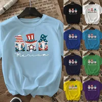 Women's T-shirt Short Sleeve T-Shirts Casual Cute Human Star Stripe main image 1