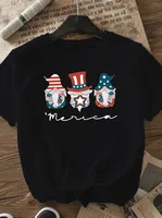 Women's T-shirt Short Sleeve T-Shirts Casual Cute Human Star Stripe main image 2