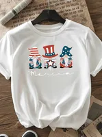 Women's T-shirt Short Sleeve T-Shirts Casual Cute Human Star Stripe main image 3