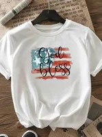 Women's T-shirt Short Sleeve T-Shirts Casual Vocabulary Words/Name Star Stripe main image 3