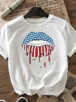 Women's T-shirt Short Sleeve T-Shirts Casual Mouth Star Stripe main image 3