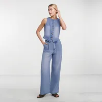 Weekend Women's Vacation Streetwear Solid Color Cotton Polyester Denim Pant Co-ord Set Shorts Sets main image 1