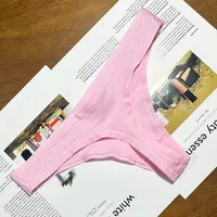 Solid Color Low Waist Thong Panties main image 2