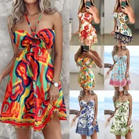 Women's Halter Dress Elegant Halter Neck Sleeveless Leaf Color Block Coconut Tree Maxi Long Dress Holiday Weekend Travel main image 1