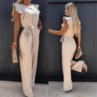 Women's Daily Casual Solid Color Full Length Belt Jumpsuits main image 4