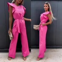 Women's Daily Casual Solid Color Full Length Belt Jumpsuits main image 3