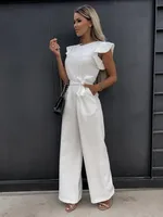 Women's Daily Casual Solid Color Full Length Belt Jumpsuits sku image 1