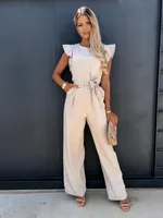 Women's Daily Casual Solid Color Full Length Belt Jumpsuits sku image 11