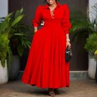Women's Shirt Dress Elegant Turndown Button Long Sleeve Solid Color Maxi Long Dress Holiday Banquet main image 1