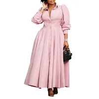 Women's Shirt Dress Elegant Turndown Button Long Sleeve Solid Color Maxi Long Dress Holiday Banquet main image 5