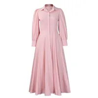 Women's Shirt Dress Elegant Turndown Button Long Sleeve Solid Color Maxi Long Dress Holiday Banquet sku image 1