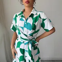 Women's Daily Casual Printing Full Length Belt Jumpsuits main image 3