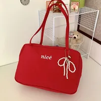 Women's Nylon Vocabulary Words/Name Solid Color Basic Streetwear Square Zipper Shoulder Bag Tote Bag main image 2