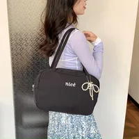 Women's Nylon Vocabulary Words/Name Solid Color Basic Streetwear Square Zipper Shoulder Bag Tote Bag sku image 1