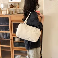Women's Nylon Vocabulary Words/Name Solid Color Basic Streetwear Square Zipper Shoulder Bag Tote Bag sku image 4