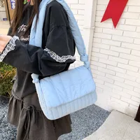 Women's Cloth Stripe Solid Color Streetwear Square Magnetic Buckle Flip Cover Shoulder Bag main image 2