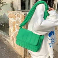 Women's Cloth Stripe Solid Color Streetwear Square Magnetic Buckle Flip Cover Shoulder Bag main image 3