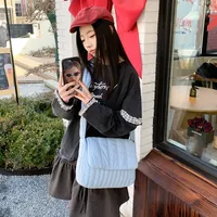 Women's Cloth Stripe Solid Color Streetwear Square Magnetic Buckle Flip Cover Shoulder Bag main image 4