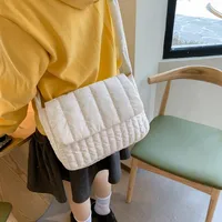 Women's Cloth Stripe Solid Color Streetwear Square Magnetic Buckle Flip Cover Shoulder Bag sku image 4