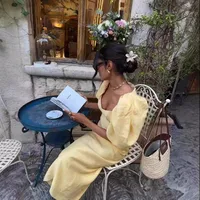 Women's Sheath Dress Elegant Square Neck Backless Short Sleeve Solid Color Midi Dress Holiday Travel main image 5