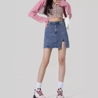 Women's Denim Skirt Casual Pocket Solid Color Above Knee Daily main image 1