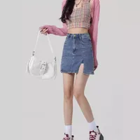 Women's Denim Skirt Casual Pocket Solid Color Above Knee Daily main image 3