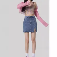 Women's Denim Skirt Casual Pocket Solid Color Above Knee Daily main image 2