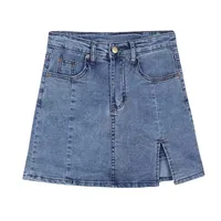 Women's Denim Skirt Casual Pocket Solid Color Above Knee Daily main image 5