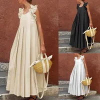 Women's A- Line Skirt Elegant Classical Halter Neck Pleated Sleeveless Solid Color Maxi Long Dress Holiday Daily main image 1
