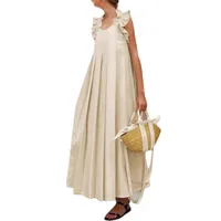 Women's A- Line Skirt Elegant Classical Halter Neck Pleated Sleeveless Solid Color Maxi Long Dress Holiday Daily main image 5