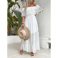 Women's Lace Dress Elegant Off Shoulder Short Sleeve Lace Maxi Long Dress Holiday Daily main image 1