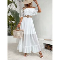 Women's Lace Dress Elegant Off Shoulder Short Sleeve Lace Maxi Long Dress Holiday Daily main image 2