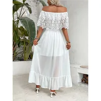 Women's Lace Dress Elegant Off Shoulder Short Sleeve Lace Maxi Long Dress Holiday Daily main image 4