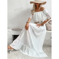 Women's Lace Dress Elegant Off Shoulder Short Sleeve Lace Maxi Long Dress Holiday Daily main image 5