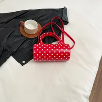 Women's Pu Leather Color Block Polka Dots Streetwear Cylindrical Zipper Shoulder Bag main image 2