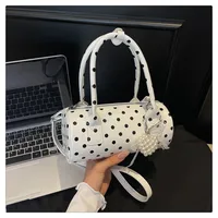 Women's Pu Leather Color Block Polka Dots Streetwear Cylindrical Zipper Shoulder Bag sku image 1