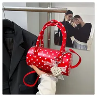 Women's Pu Leather Color Block Polka Dots Streetwear Cylindrical Zipper Shoulder Bag sku image 3