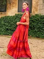 Women's Strap Dress Elegant Square Neck Sleeveless Colorful Color Block Maxi Long Dress Midi Dress Holiday Travel main image 4