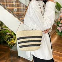 Women's Straw Stripe Vacation Streetwear Square Zipper Straw Bag main image 3