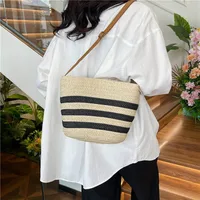 Women's Straw Stripe Vacation Streetwear Square Zipper Straw Bag main image 4