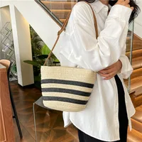 Women's Straw Stripe Vacation Streetwear Square Zipper Straw Bag main image 2