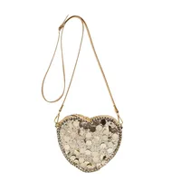 Women's Pu Leather Heart Shape Streetwear Sequins Heart-shaped Zipper Shoulder Bag sku image 2