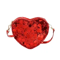 Women's Pu Leather Heart Shape Streetwear Sequins Heart-shaped Zipper Shoulder Bag sku image 3