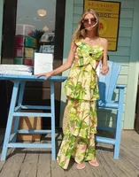 Women's Strap Dress Elegant Vacation Strap Hollow Out Sleeveless Leaf Coconut Tree Maxi Long Dress Holiday Travel main image 4