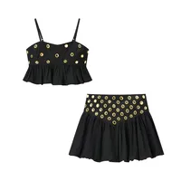 Holiday Travel Beach Women's Sexy Tropical Solid Color Polyester Skirt Co-ord Set Shorts Sets sku image 2