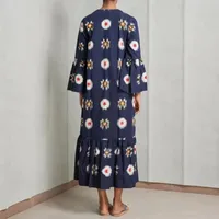 Women's Floral Dress Elegant Classical Ethnic Style V Neck Long Sleeve Circle Flower Maxi Long Dress Holiday Daily main image 3