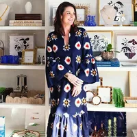 Women's Floral Dress Elegant Classical Ethnic Style V Neck Long Sleeve Circle Flower Maxi Long Dress Holiday Daily main image 1