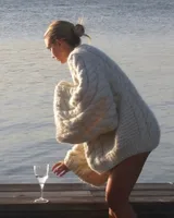 Women's Sweater Long Sleeve Sweaters & Cardigans Romantic Solid Color main image 3