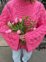 Women's Sweater Long Sleeve Sweaters & Cardigans Romantic Solid Color main image 4